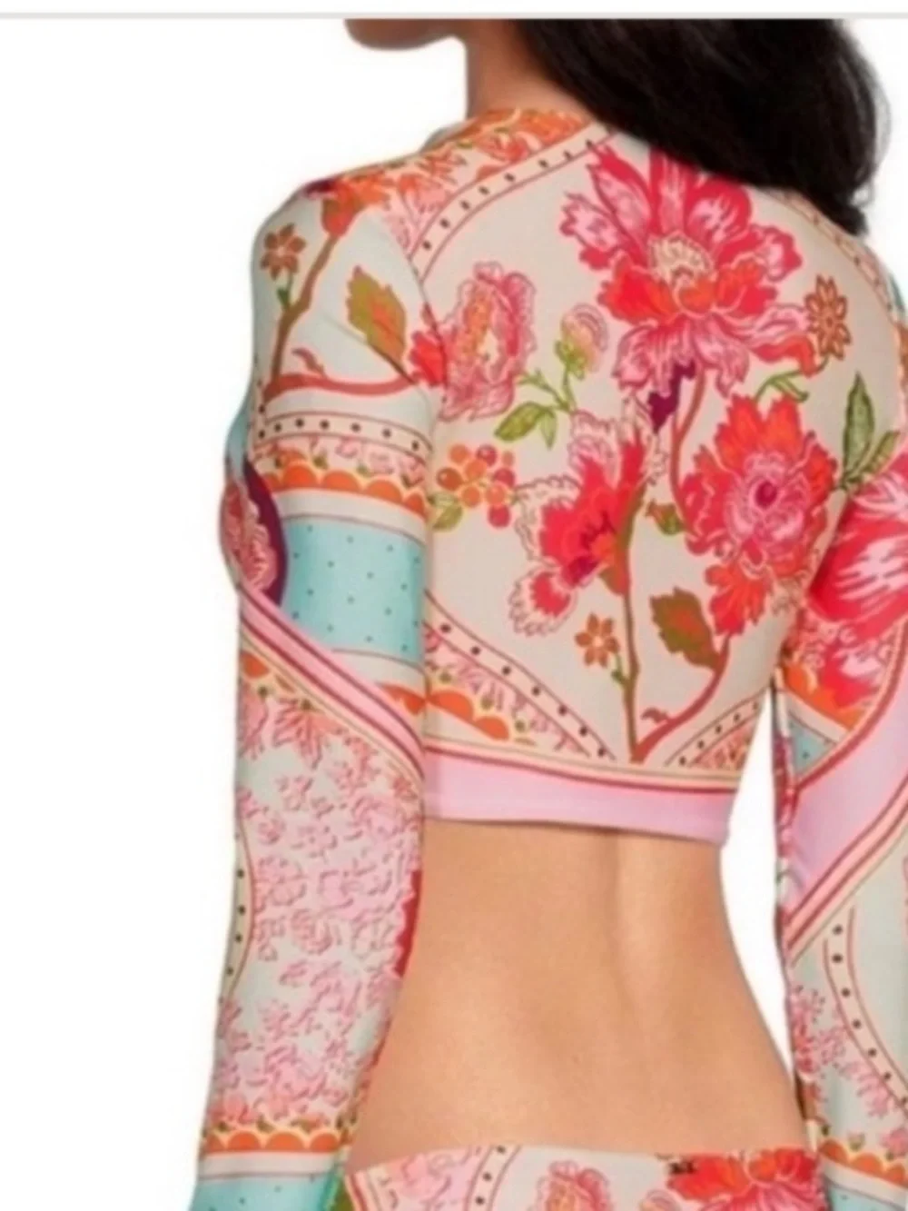 Maaji Spectacle Floral Groove Long Sleeve Crop Swim Top NWT